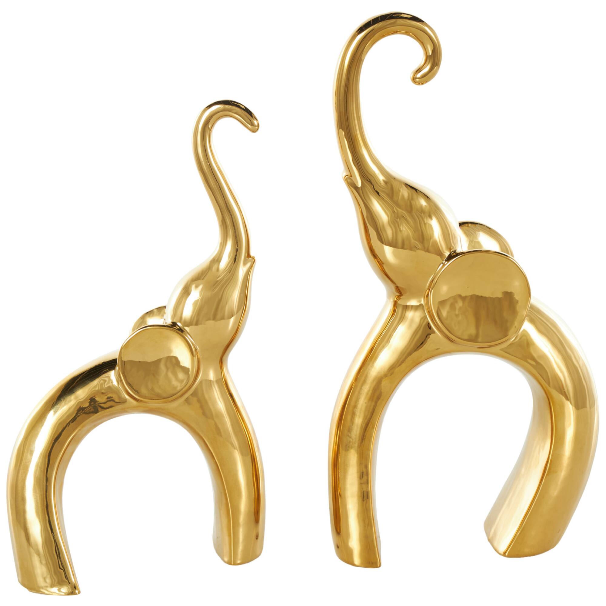 Abstract Arched Elephant Ceramic Sculpture Set